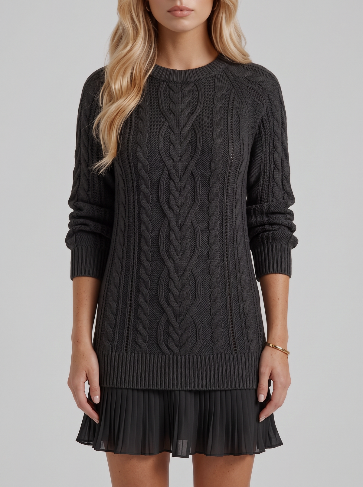 Alba Pleated Mini Dress - Black