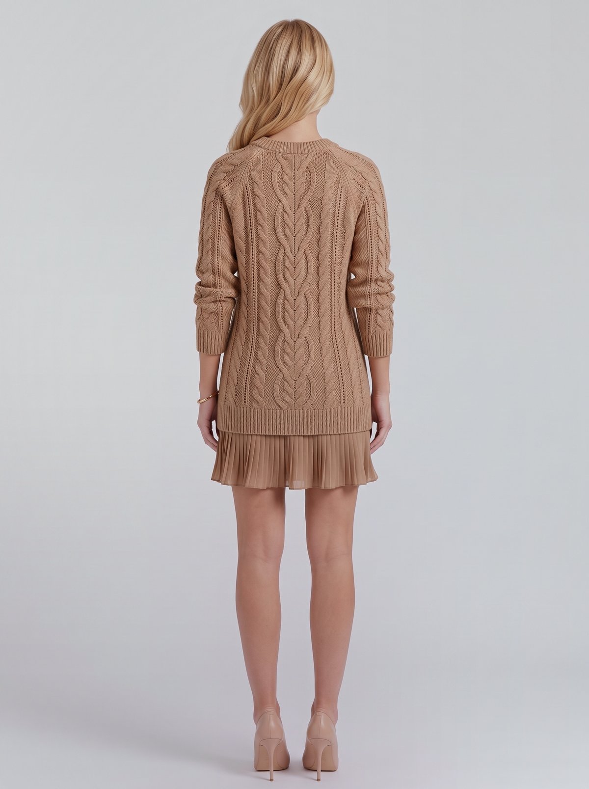 Alba Pleated Mini Dress - Brown