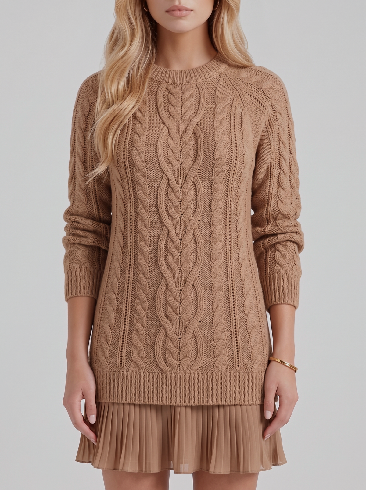 Alba Pleated Mini Dress - Brown