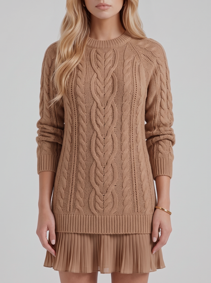 Alba Pleated Mini Dress - Brown