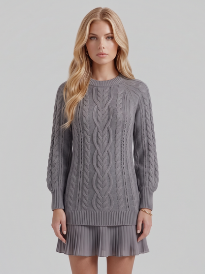 Alba Pleated Mini Dress - Gray