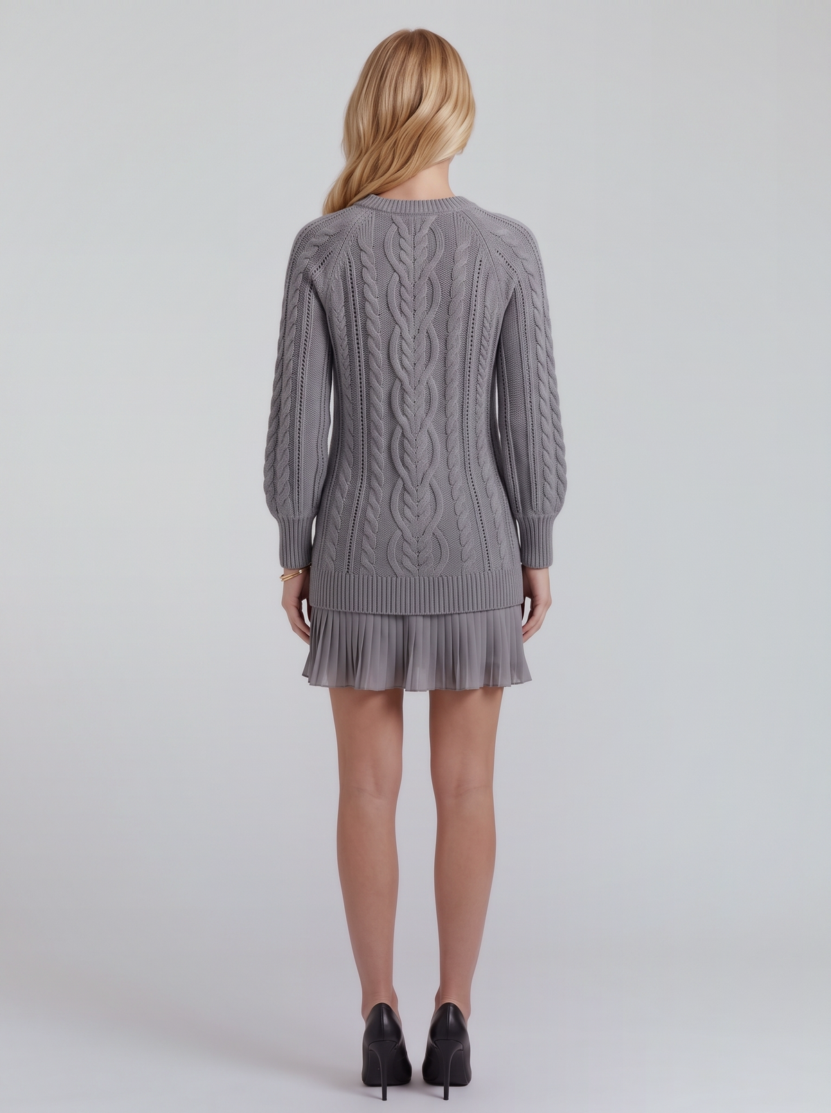 Alba Pleated Mini Dress - Gray