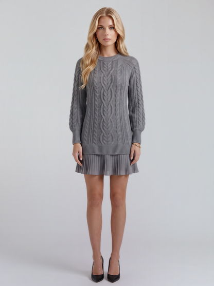 Alba Pleated Mini Dress - Gray