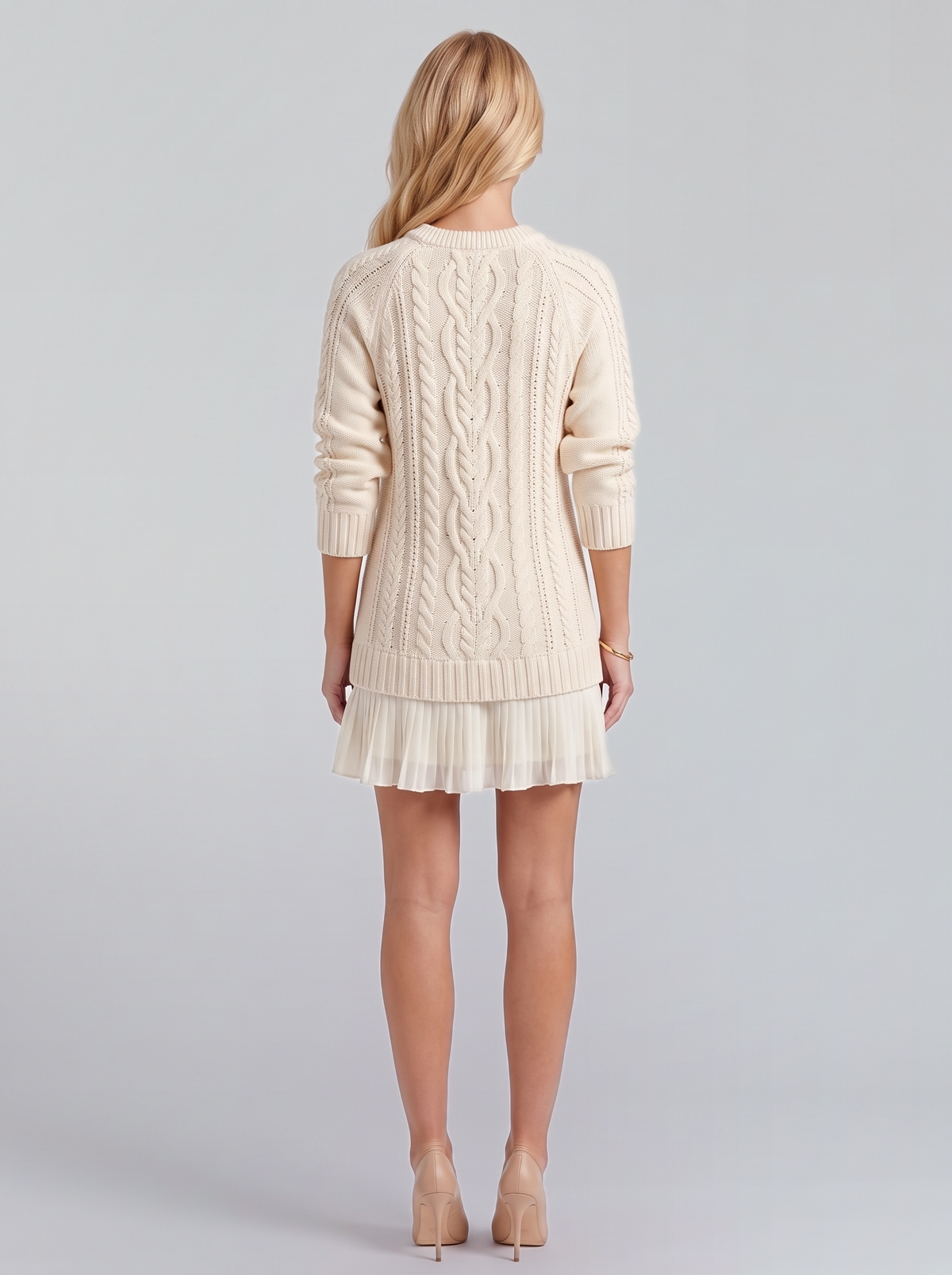 Alba Pleated Mini Dress - Ivory