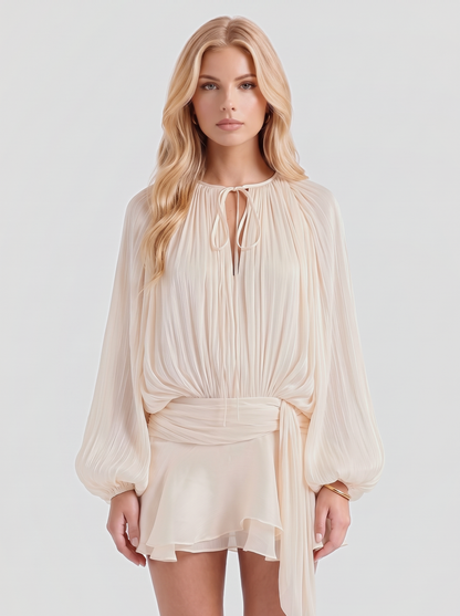 Alexa Blouson Mini Dress - Cream