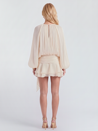 Alexa Blouson Mini Dress - Cream