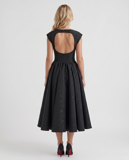 Anna Flare Midi Dress - Black