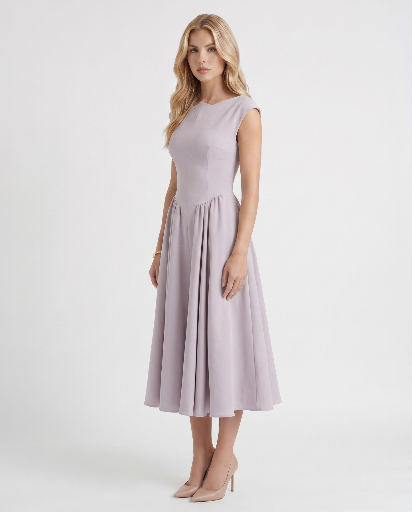 Anna Flare Midi Dress - Lavender