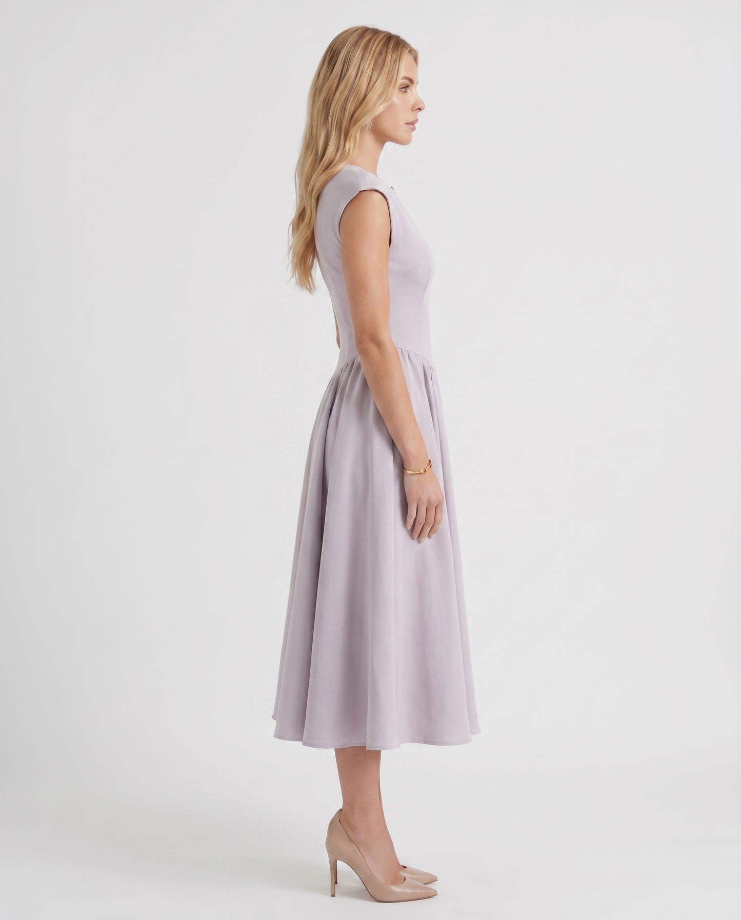 Anna Flare Midi Dress - Lavender