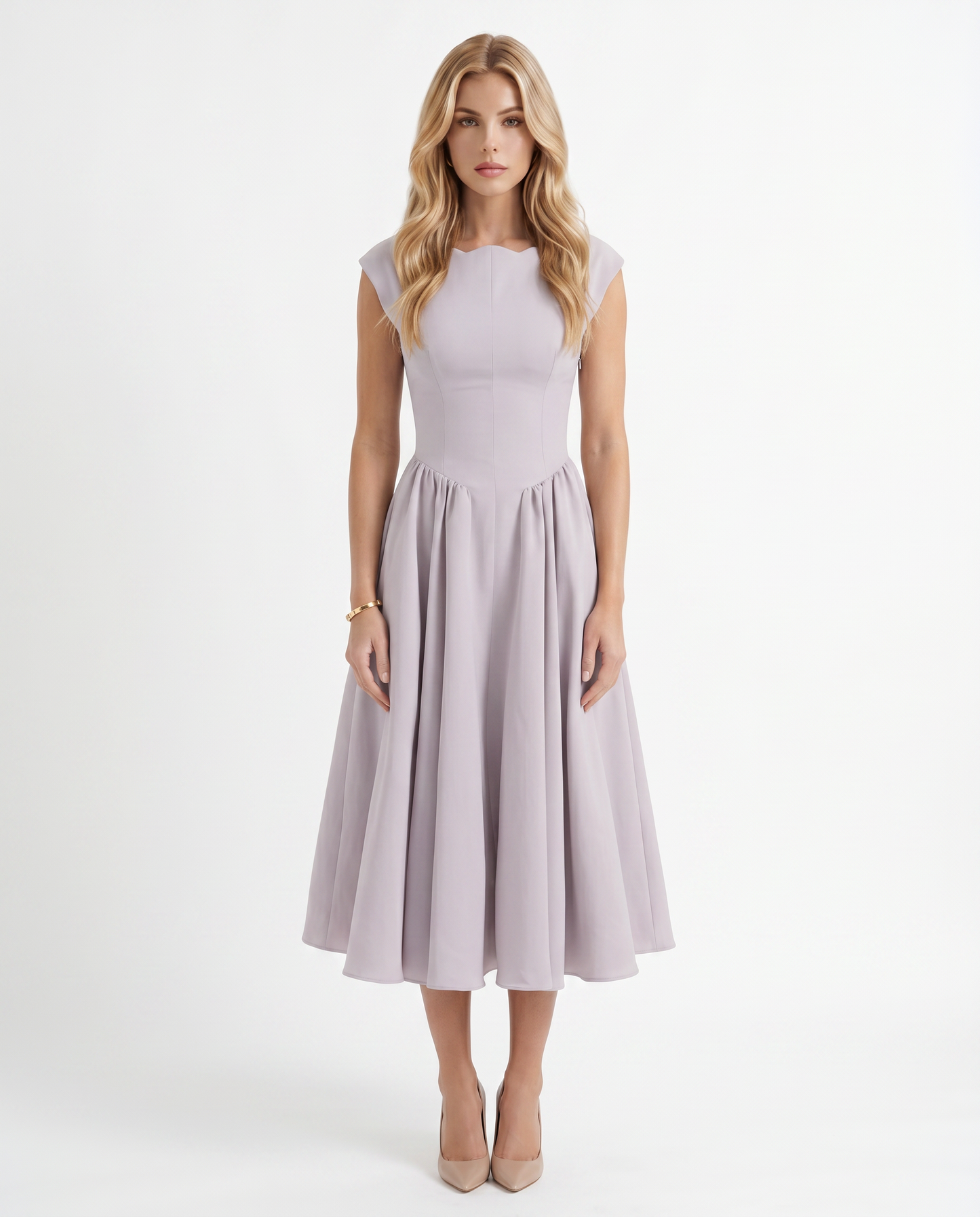 Anna Flare Midi Dress - Lavender