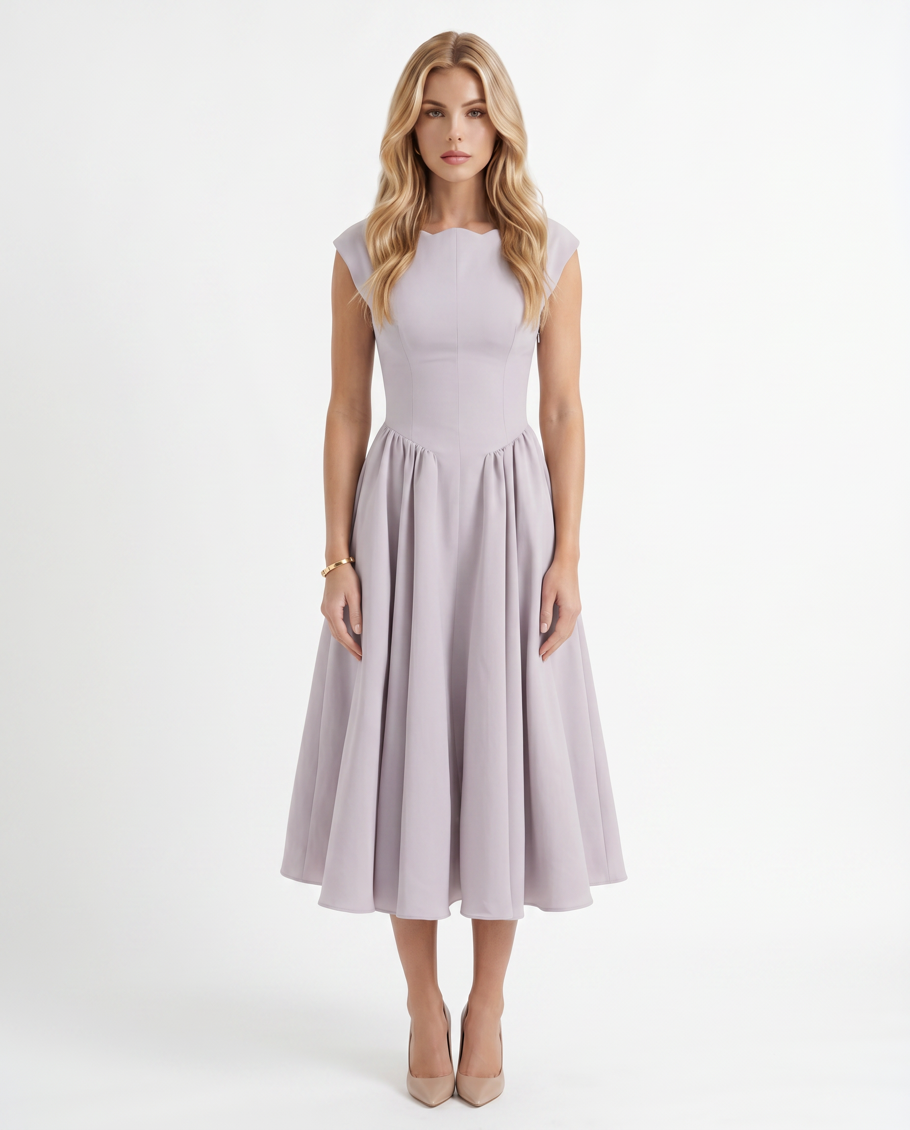 Anna Flare Midi Dress - Lavender