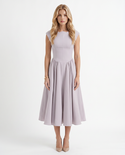 Anna Flare Midi Dress - Lavender