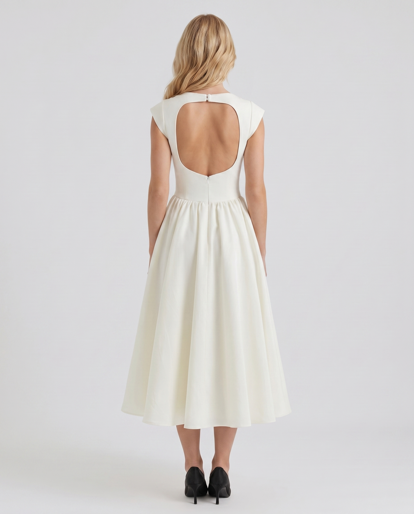 Anna Flare Midi Dress - White