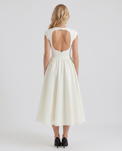 Anna Flare Midi Dress - White