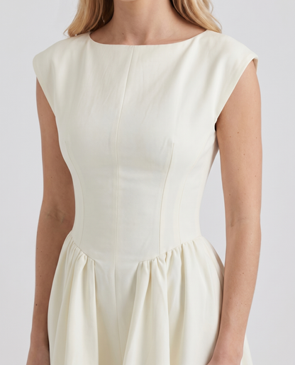 Anna Flare Midi Dress - White