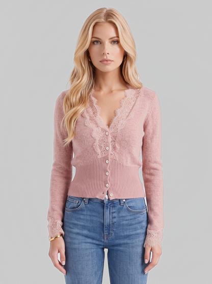Annabel Cropped Cardigan - Pink