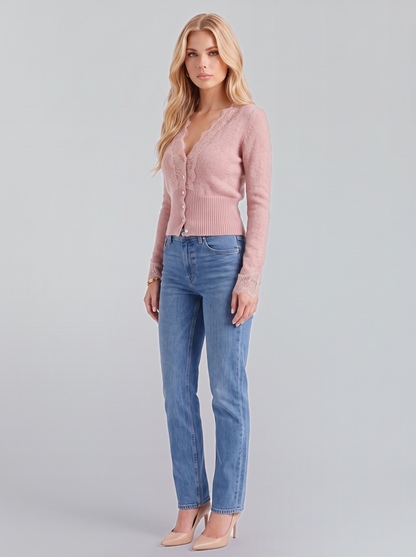 Annabel Cropped Cardigan - Pink