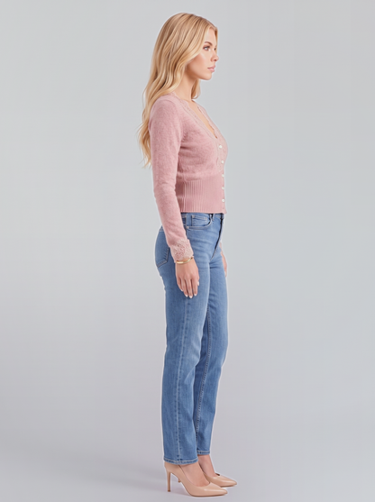 Annabel Cropped Cardigan - Pink