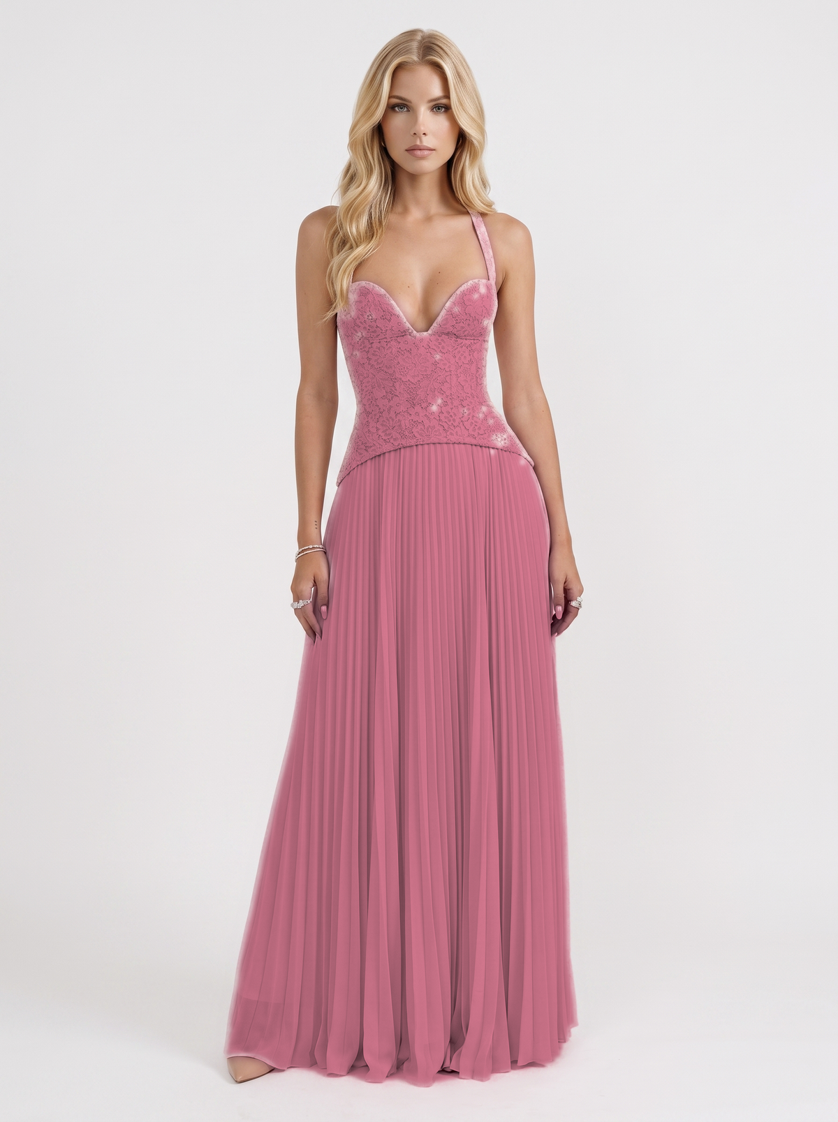 Anneliese Lace Maxi Dress - Pink