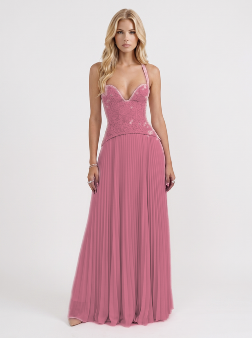 Anneliese Lace Maxi Dress - Pink