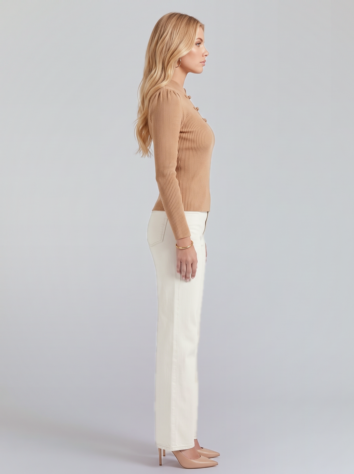 Annette Mandarin Top - Beige