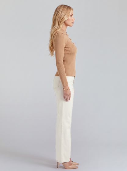 Annette Mandarin Top - Beige