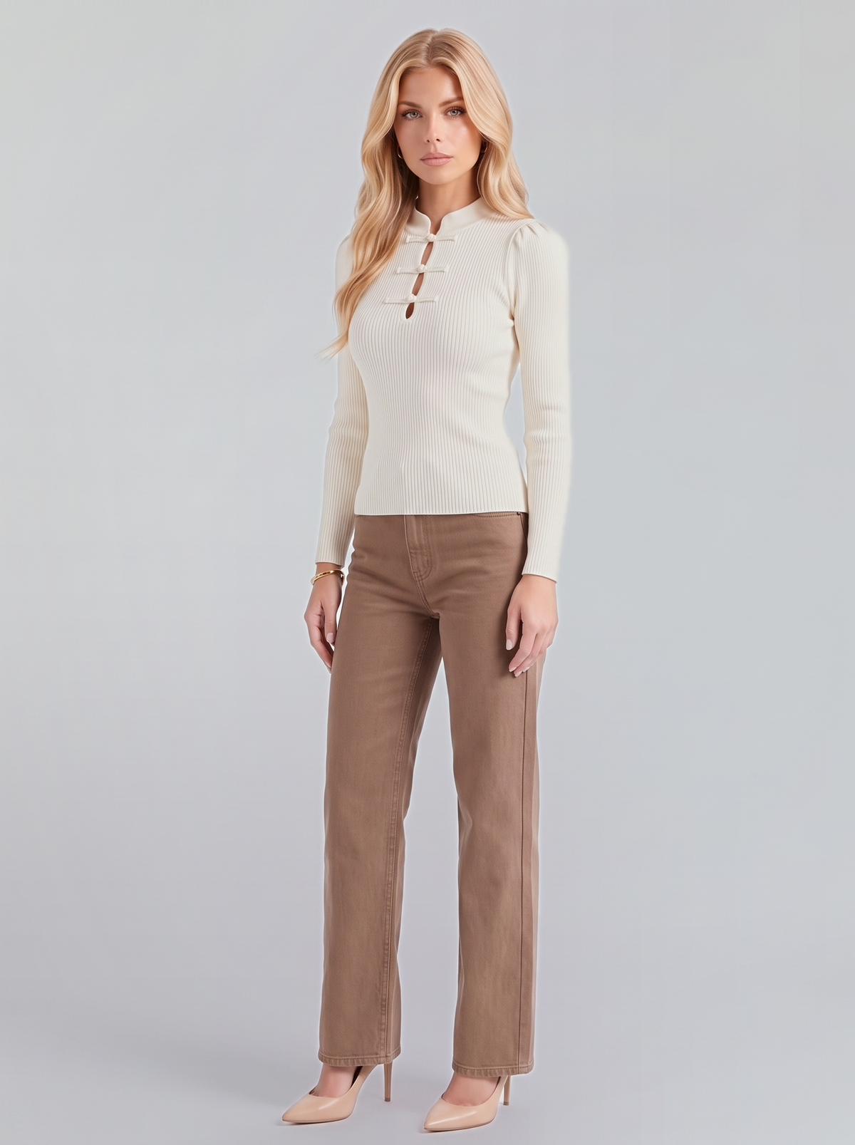 Annette Mandarin Top - White