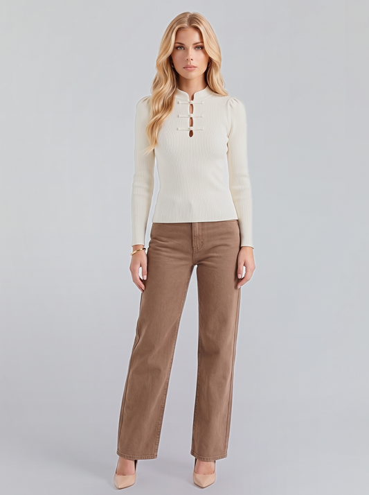 Annette Mandarin Top - White