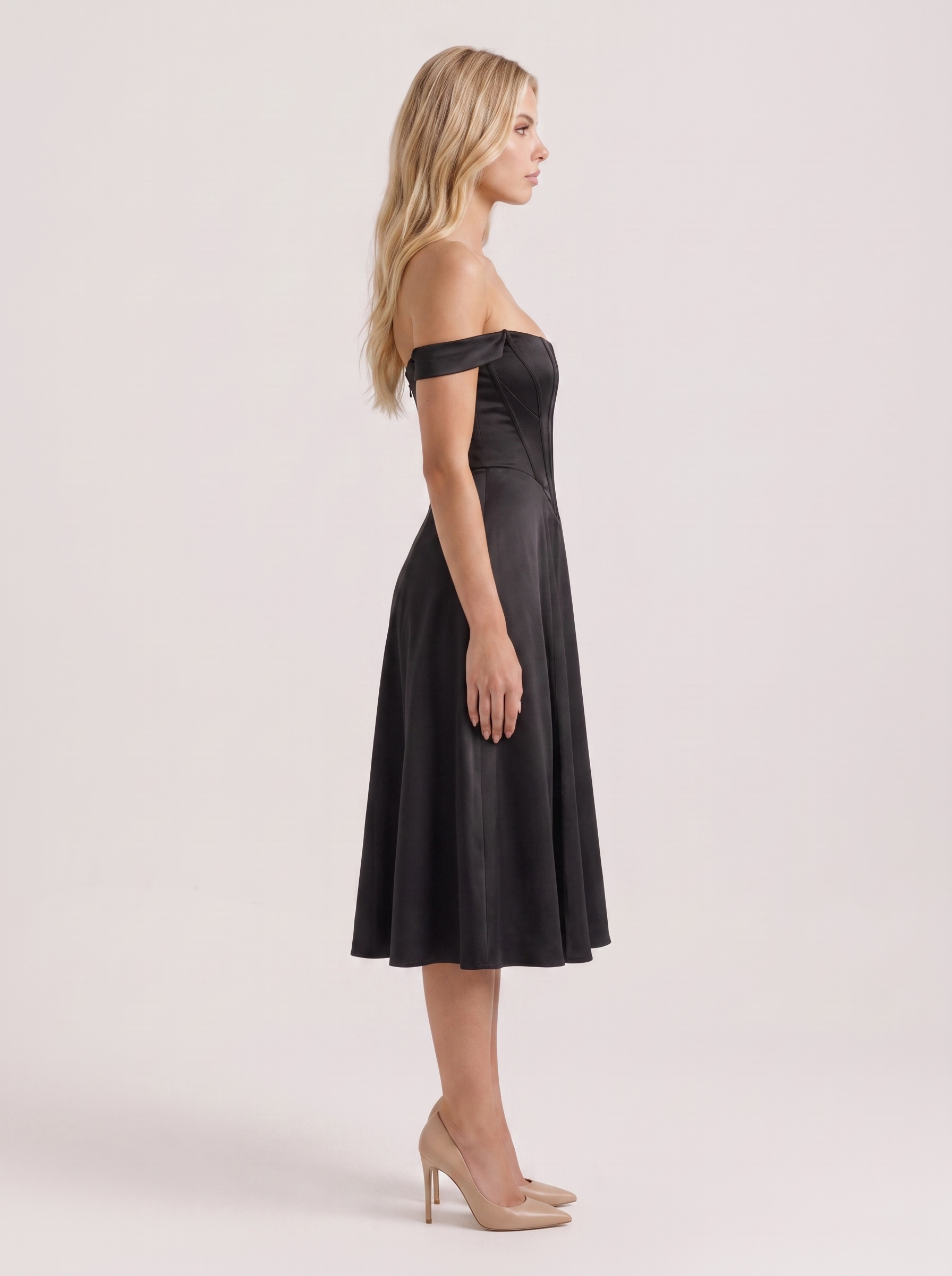 Astra Corset Midi Dress - Black