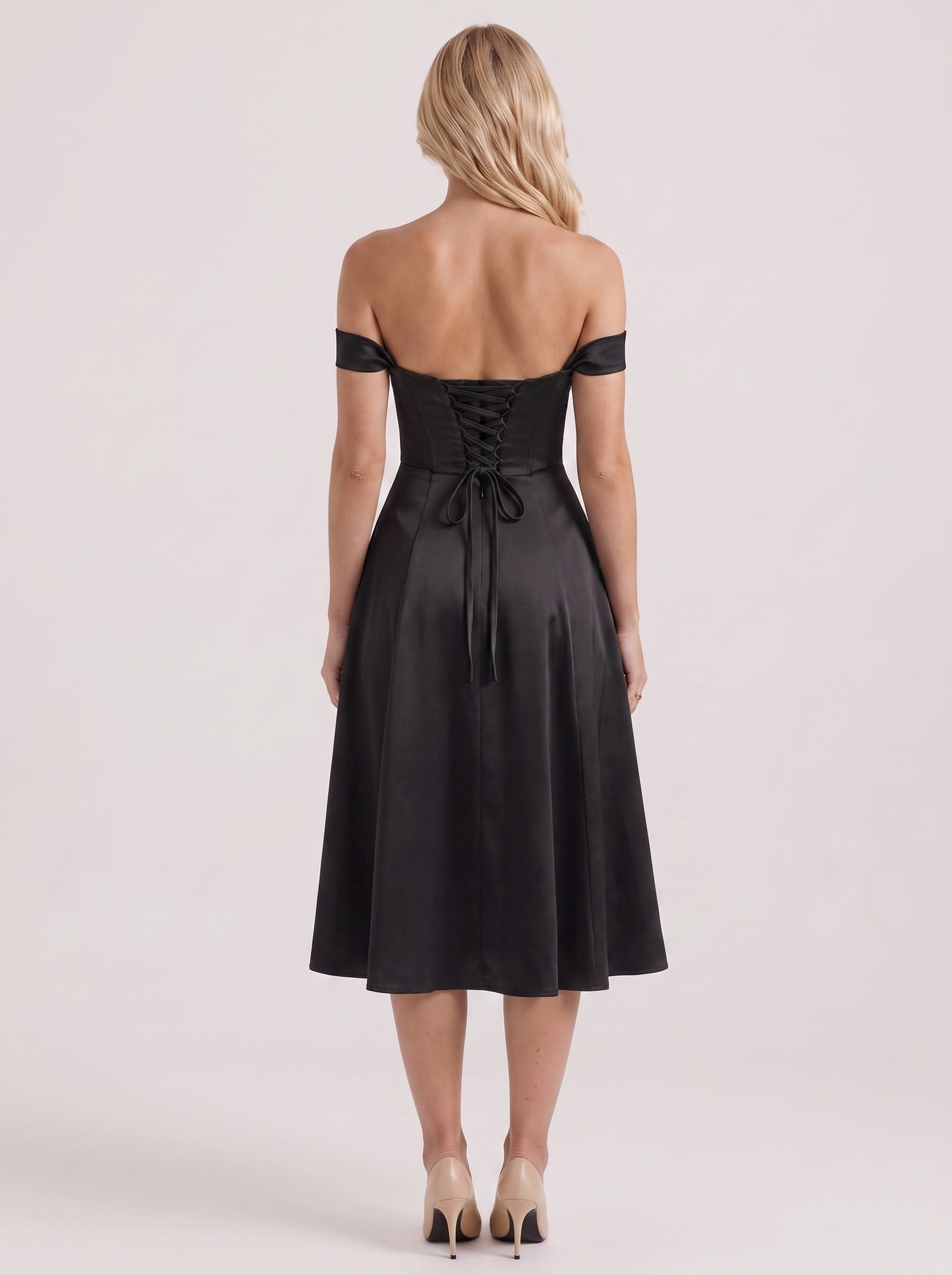 Astra Corset Midi Dress - Black