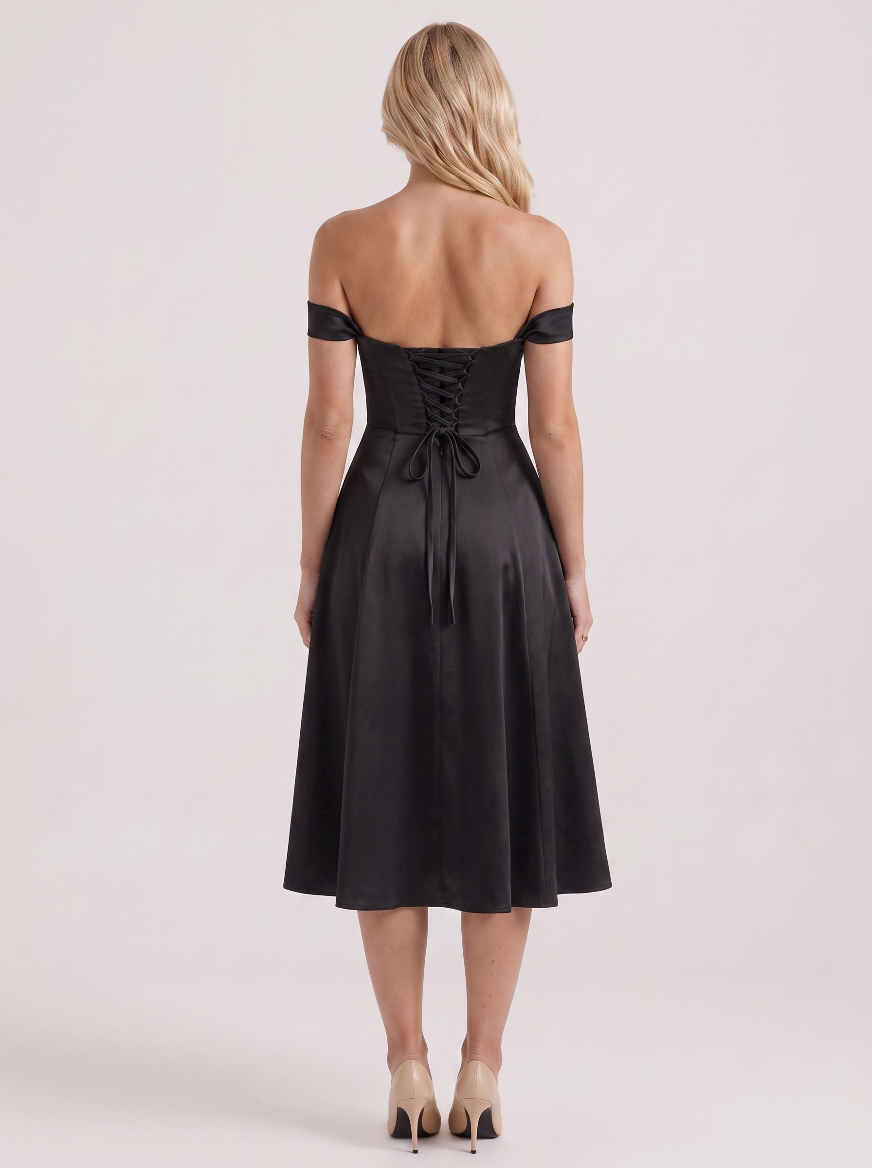 Astra Corset Midi Dress - Black