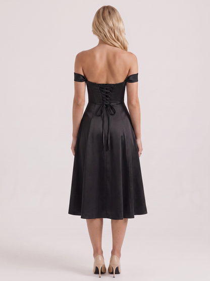 Astra Corset Midi Dress - Black