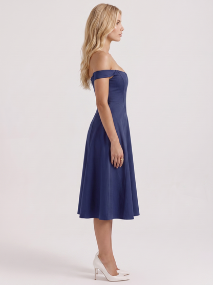 Astra Corset Midi Dress - Blue