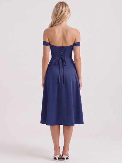 Astra Corset Midi Dress - Blue