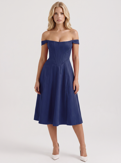 Astra Corset Midi Dress - Blue