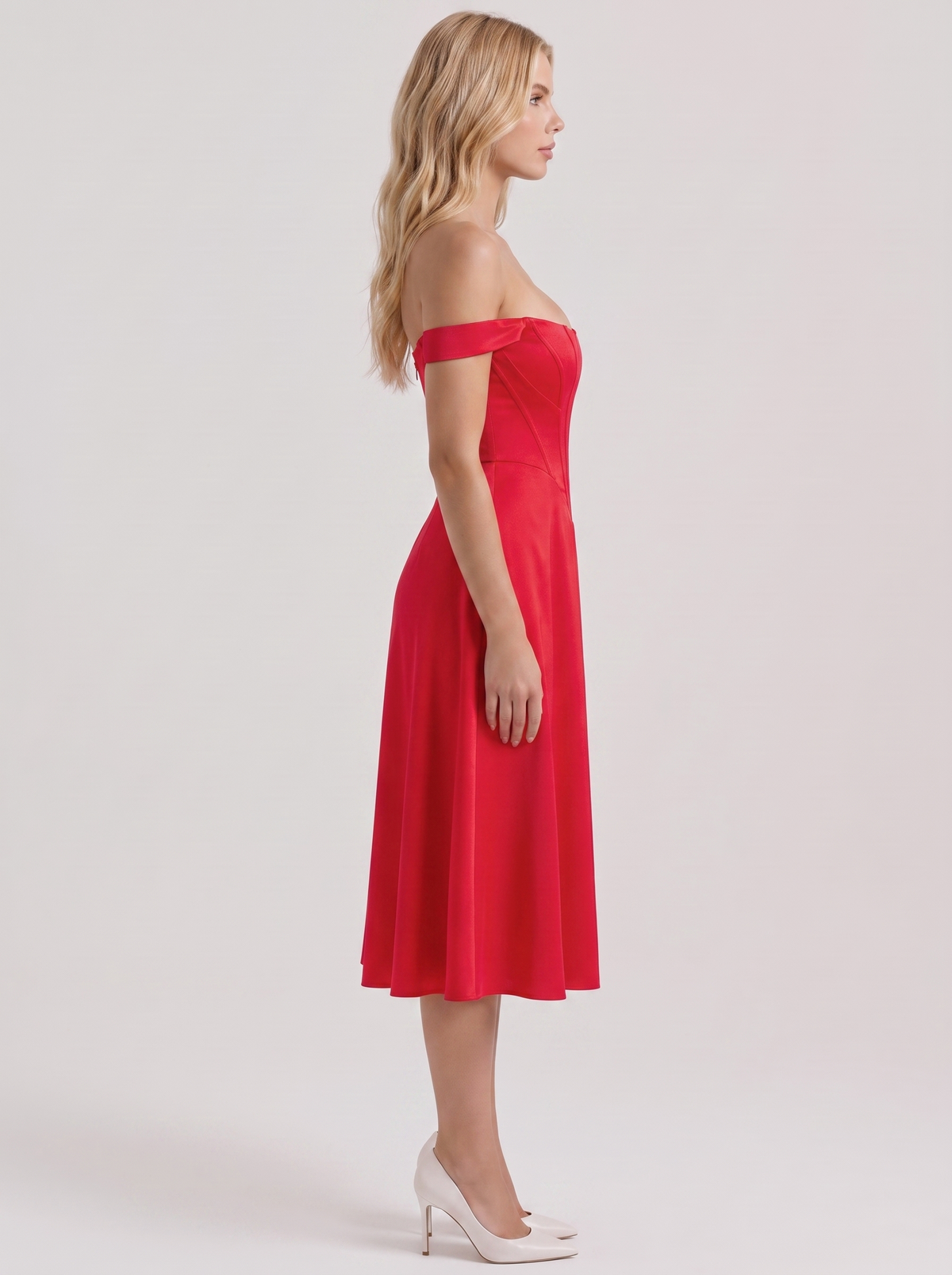 Astra Corset Midi Dress - Red