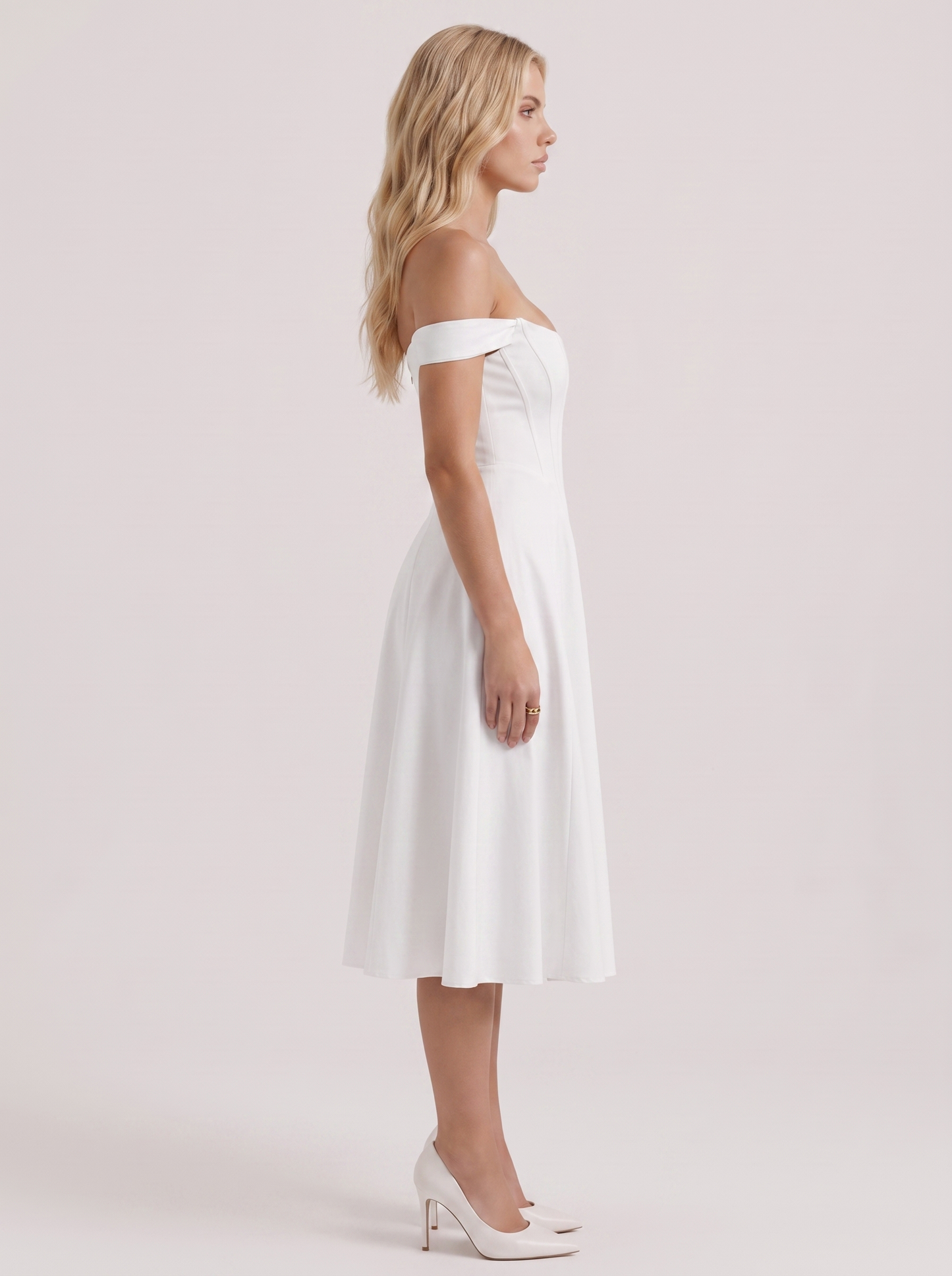 Astra Corset Midi Dress - White