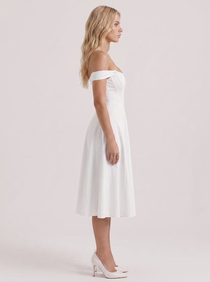Astra Corset Midi Dress - White