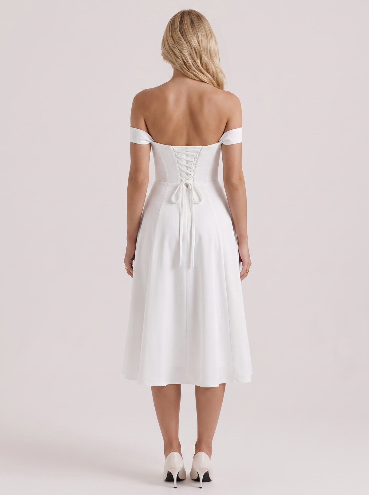 Astra Corset Midi Dress - White