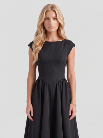 Augusta Structured Midi Dress - Black
