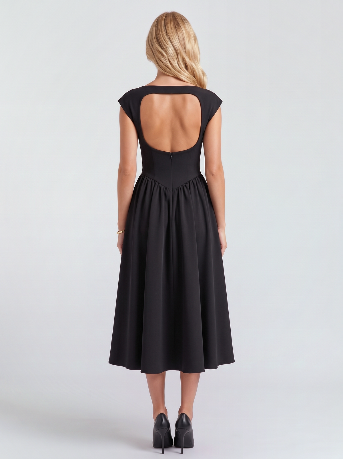 Augusta Structured Midi Dress - Black