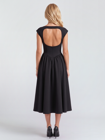 Augusta Structured Midi Dress - Black