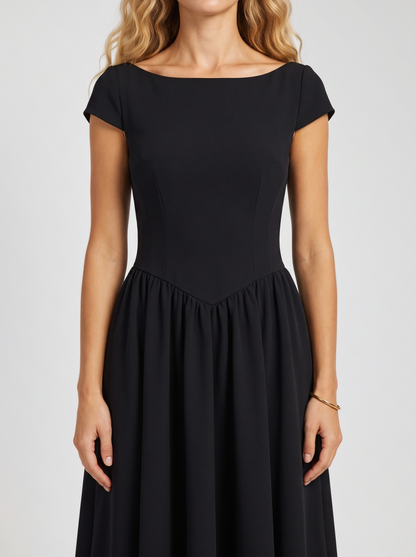 Augusta Structured Midi Dress - Black