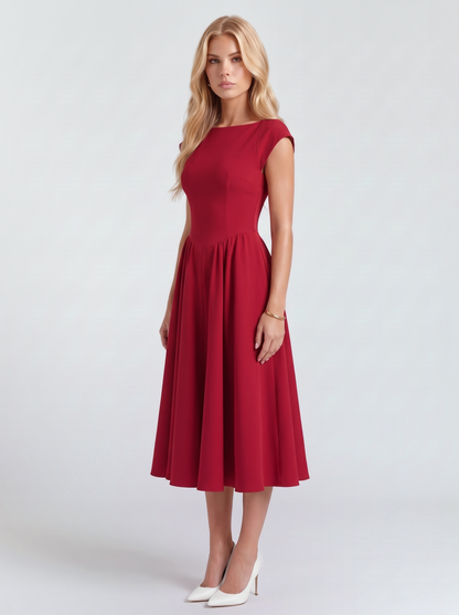 Augusta Structured Midi Dress - Red