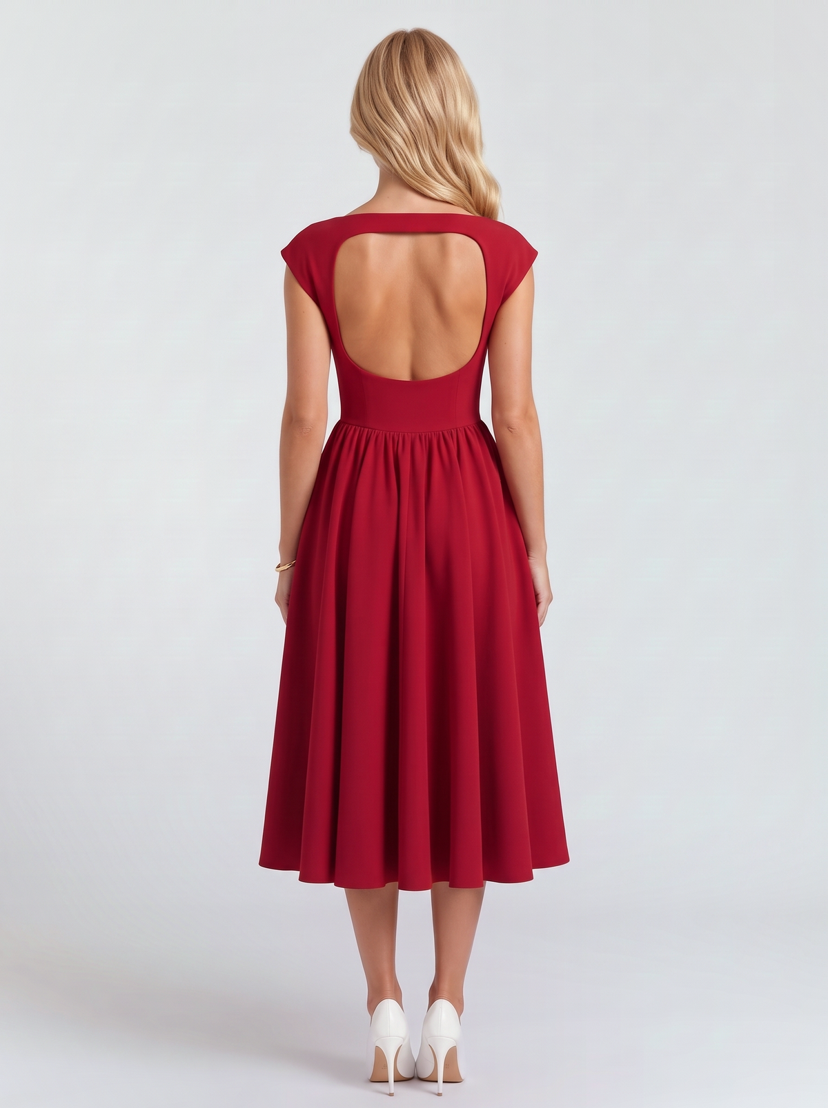 Augusta Structured Midi Dress - Red