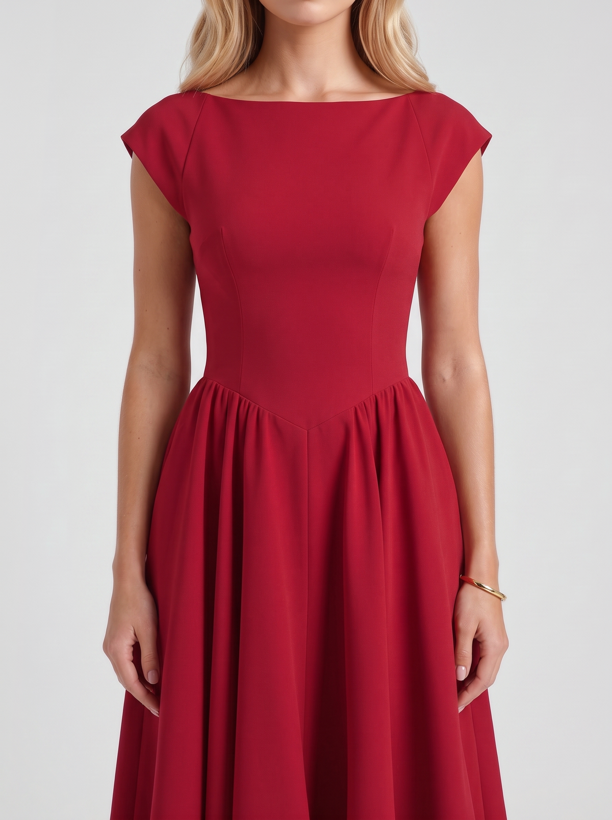Augusta Structured Midi Dress - Red