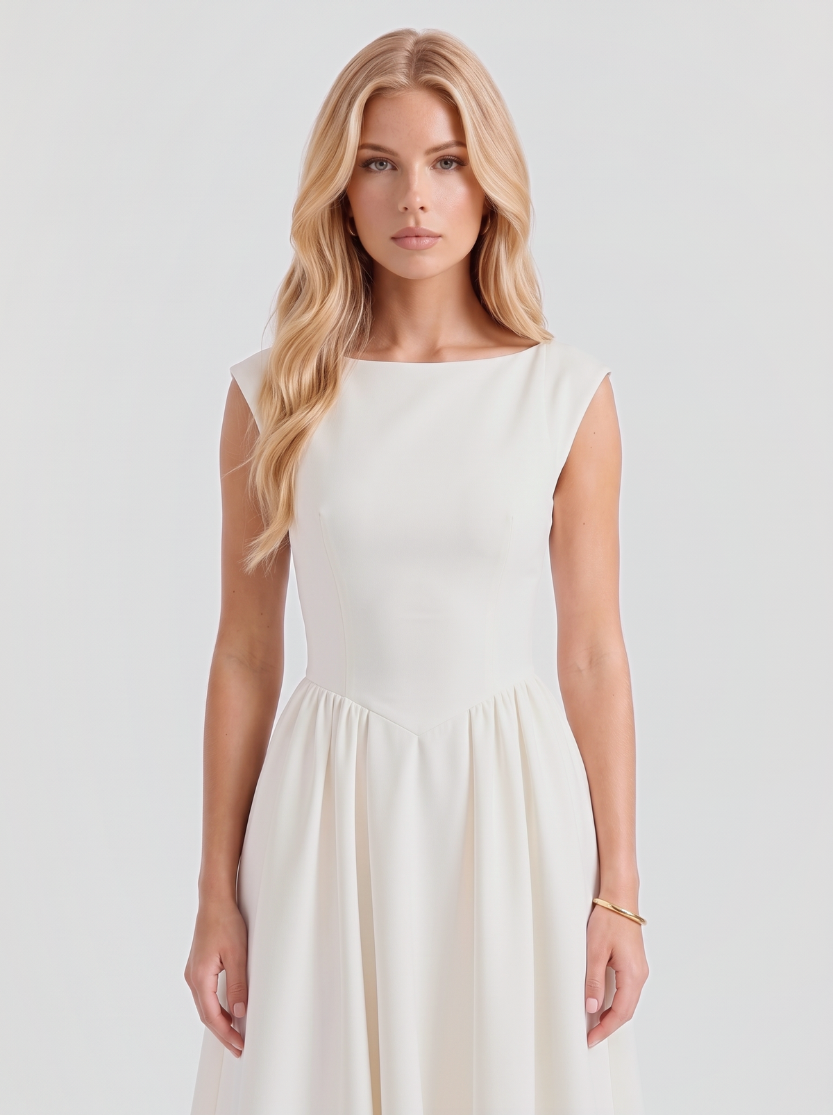Augusta Structured Midi Dress - White