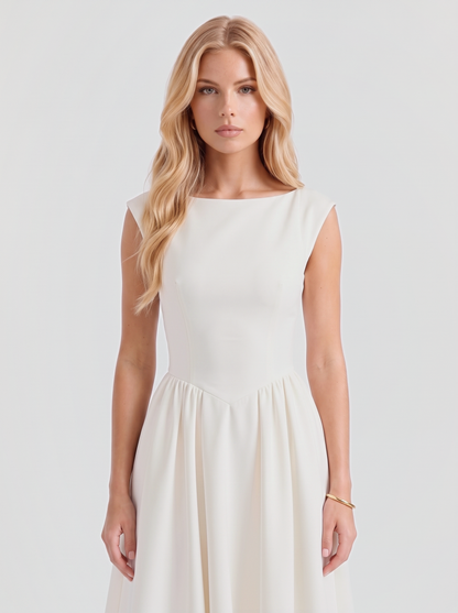 Augusta Structured Midi Dress - White