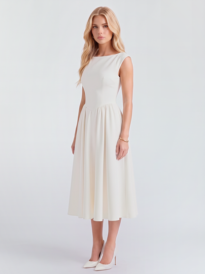 Augusta Structured Midi Dress - White