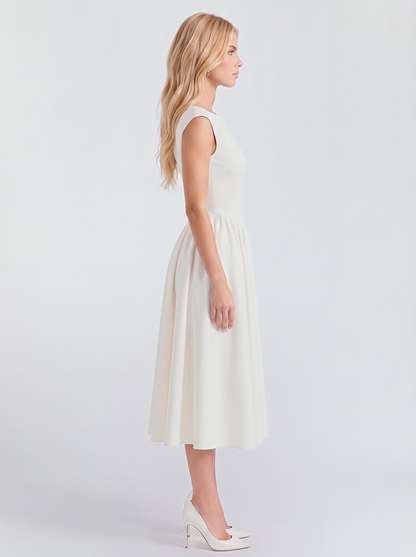 Augusta Structured Midi Dress - White